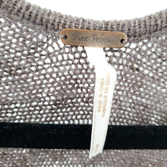 *Repair* Free People Oversized Ribbed Knit Open Cardigan S Blackberry Heather - Picture 4 of 16